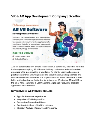 VR & AR App Development Company