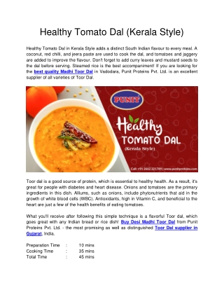 Healthy Tomato Dal (Kerala Style)