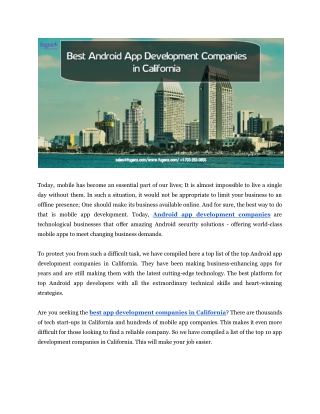 Best Android App Development Companies in California