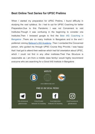Best Online Test Series for UPSC Prelims