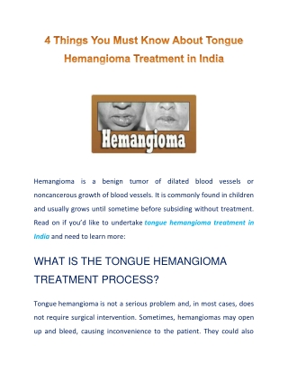 All That You Wanted to Know About Tongue Hemangioma Treatment in India