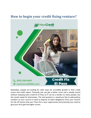 How to begin your credit fixing venture