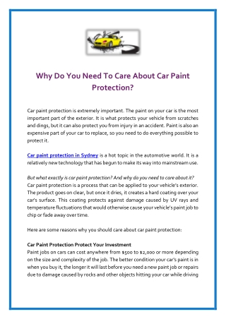 Why Do You Need To Care About Car Paint Protection