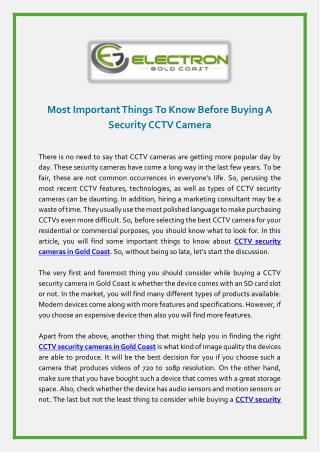 Most Important Things To Know Before Buying A Security CCTV Camera