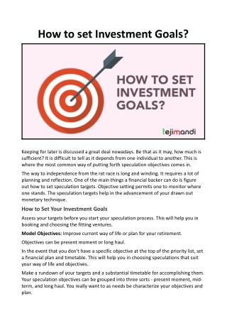 How to set Investment Goals
