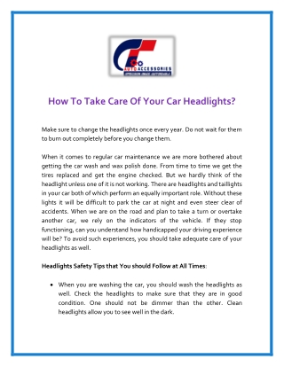 How To Take Care Of Your Car Headlights