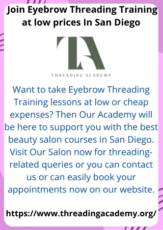 Join Eyebrow Threading Training at low prices In San Diego