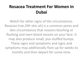 Rosacea Treatment For Women In Dubai