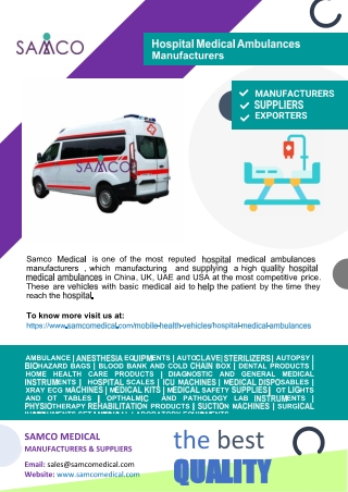 Hospital Medical Ambulances Manufacturers