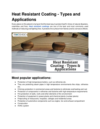 Heat Resistant Coating - Types and Applications.