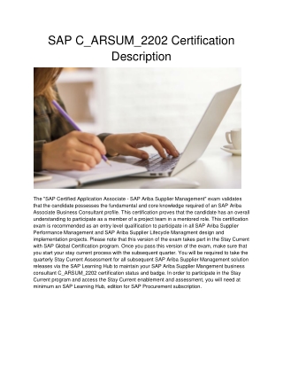 SAP C_ARSUM_2202 Certification Description