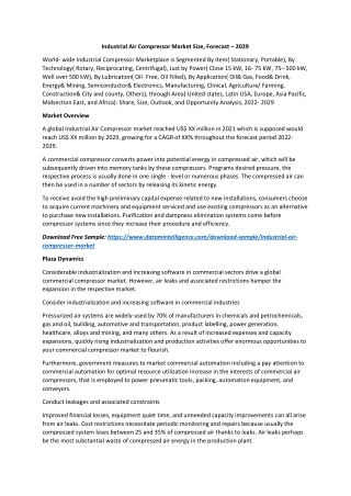 Industrial Air Compressor Market Size, Forecast – 2029