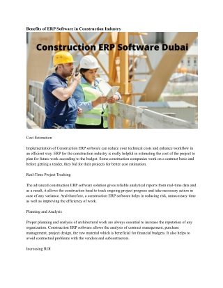 Construction ERP Software Dubai