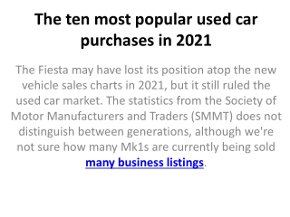 The ten most popular used car purchases in 2021