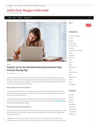 Students opt for the International Nursing Assignment Help Prioritize Nursing Help