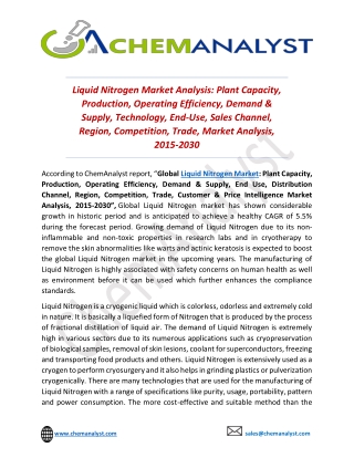 Liquid Nitrogen Market Share is Expected to Grow at a CAGR of 5.5% by 2030