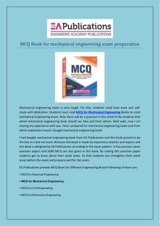 MCQ Book for mechanical engineering exam preparation.