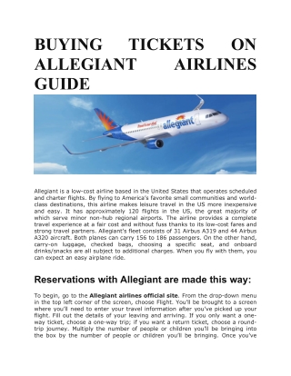 BUYING TICKETS ON ALLEGIANT AIRLINES GUIDE