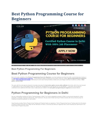Best Python Programming Course for Beginners