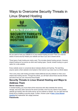 Ways to Overcome Security Threats in Linux Shared Hosting