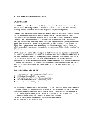 SAP TM Online Training | SAP TM Online Course | SAP TM Course