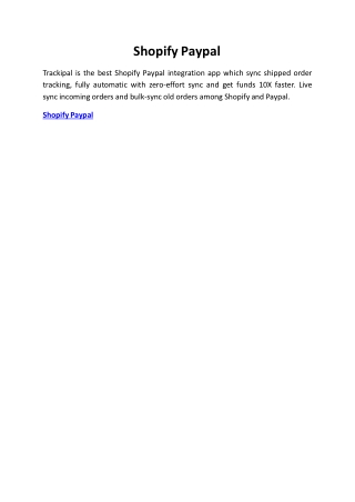 Shopify Paypal