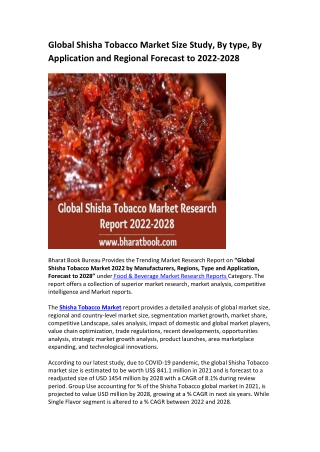 Global Shisha Tobacco Market Research Report 2022-2028