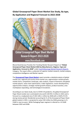 Global Greaseproof Paper Sheet Market Research Report 2022-2028