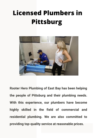 Licensed Plumbers in Pittsburg