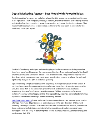 Digital Marketing Agency - Best Model with Powerful Ideas