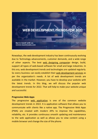 Web Development Trends For 2022