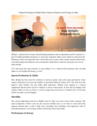 Original Himalayan Shilajit Resin Improve Stamina and Energy for Men
