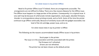 For what reason is my printer Offline