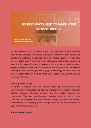 six best ways used to make your website unique
