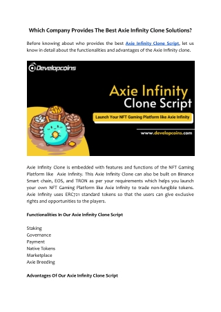 Which Company Provides The Best Axie Infinity Clone Solutions
