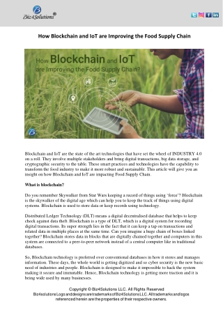 How Blockchain and IoT are Improving the Food Supply Chain