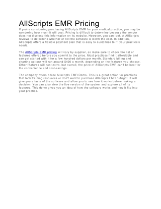 AllScripts EMR Pricing