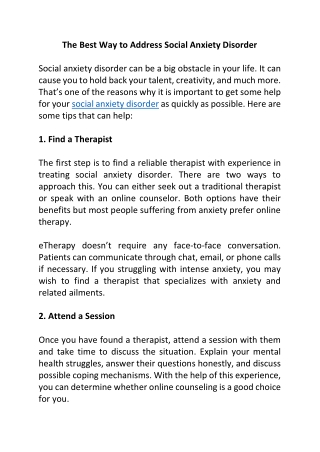 The Best Way to Address Social Anxiety Disorder