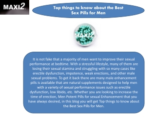 Top things to know about the Best Sex Pills for Men