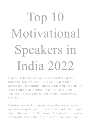 Top 10 Motivational Speakers in India 2022