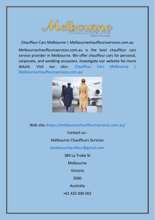 Chauffeur Cars Melbourne  Melbournechauffeursservices.com