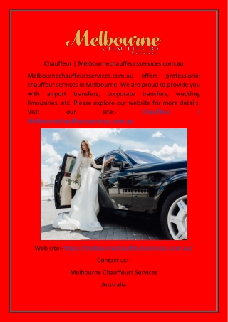 Chauffeur  Melbournechauffeursservices.com