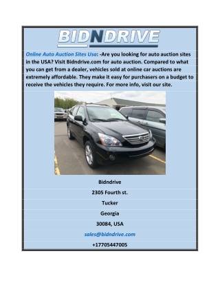 Online Auto Auction Sites Usa | Bidndrive.com