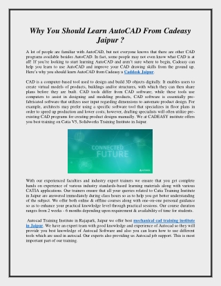 Why You Should Learn AutoCAD From Cadeasy Jaipur