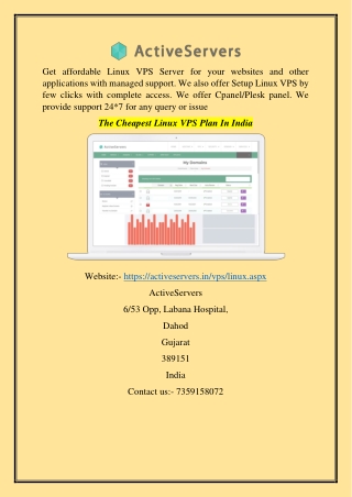 The Cheapest Linux VPS Plan In India
