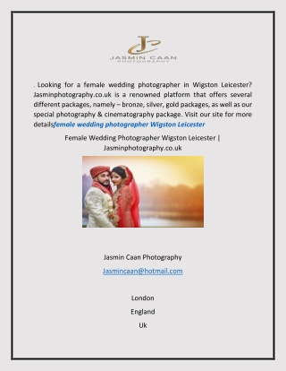 Female Wedding Photographer Wigston Leicester  Jasminphotography.co.uk
