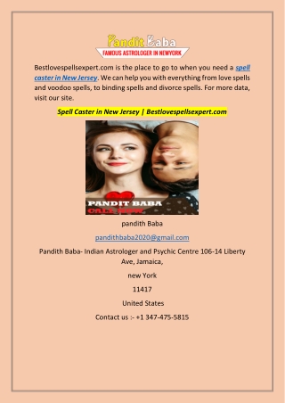 Spell Caster in New Jersey | Bestlovespellsexpert.com