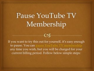 Pause YouTube TV Membership