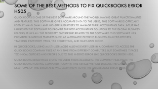 An easy method to resolve QuickBooks Error H505