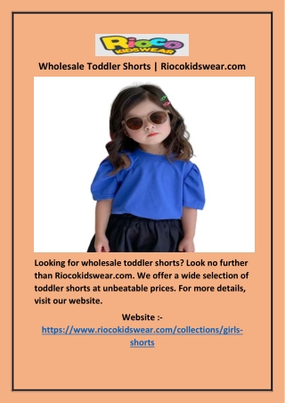 Wholesale Toddler Shorts | Riocokidswear.com
